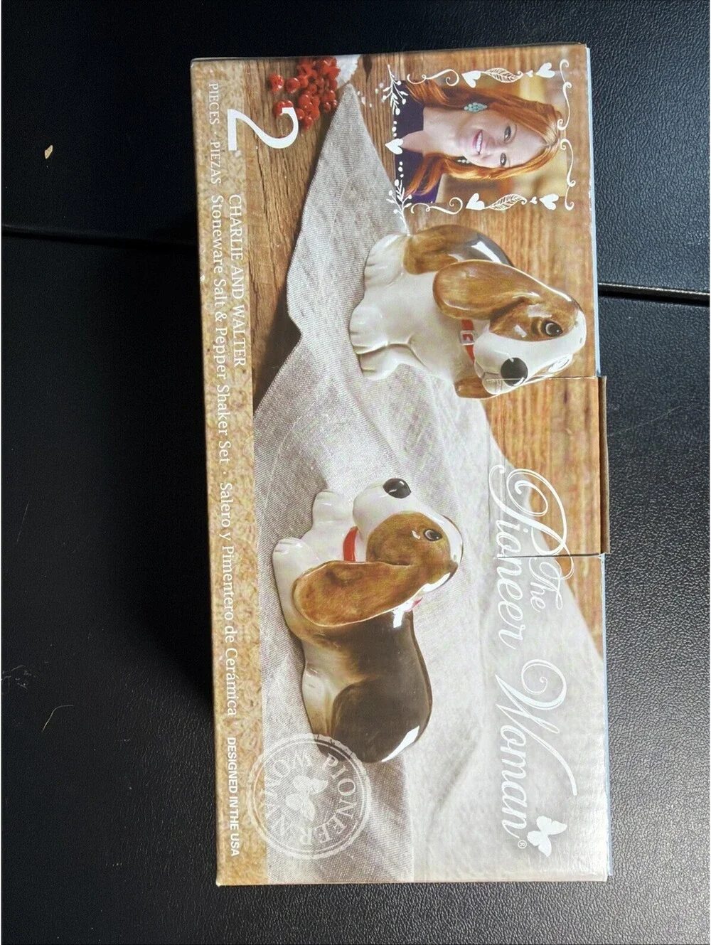 Pioneer Woman Salt and Pepper Shakers Charlie & Walter Basset Hound Dog NEW